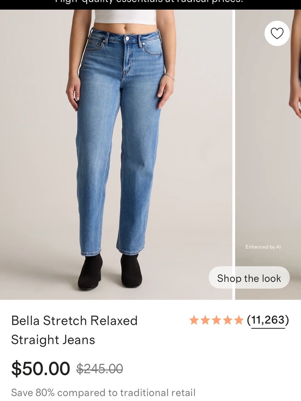 Quince Bella Stretch Relaxed Straight Jeans - Light Blue 28 Extra Short